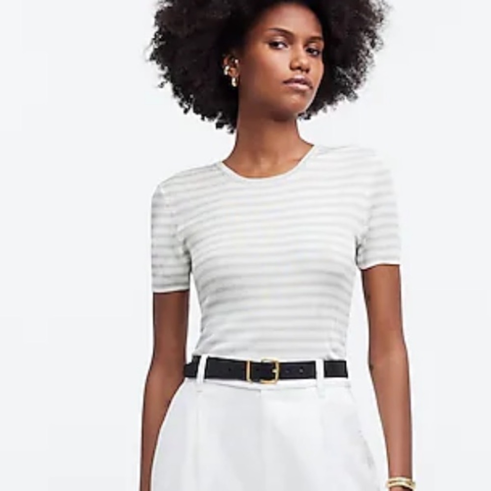 Madewell monument stripe Micro-Rib Sweater Tee
